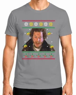 Immagine prodotto di Maglietta da uomo Marv Kevin Home Alone - Regalo di Natale Ugly Christmas Sweater, Grigio, L
