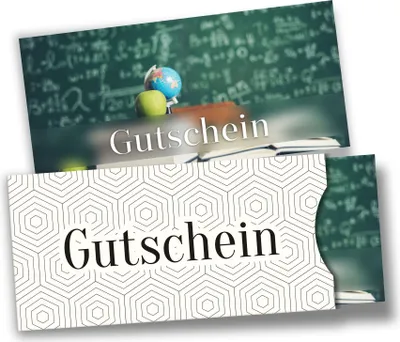 Produktbild von itenga Geschenkgutschein Fotodesign mit Hülle - Motiv SCHULANFANG Postkarte zum Ausfüllen 21,0 x 9,8 cm