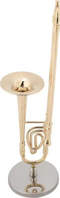 Zdjęcie produktu dla Miniaturowa replika puzonu ze stojakiem i futerałem Pozłacany model instrumentu Ozdoby muzyczne