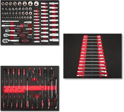 Produktbild von Multitool Tool Set 114-teilig für Werkzeugwagen mit ergonomischen Griffen