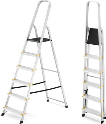 Zdjęcie produktu dla Drabina aluminiowa domowa jednostronna profesjonalna HIGHER 6 stopni 150 kg PRO EN-131