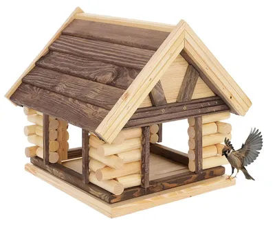 Zdjęcie produktu dla Karmnik dla ptaków - Drewno - 39,5 x 38 x 34,5 cm - Wolnostojący z zadaszeniem