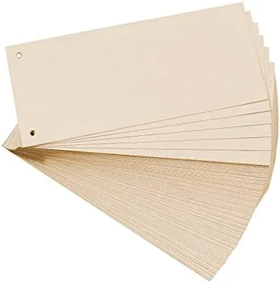 Produktbild von 13475B 100er Pack Karton-Trennstreifen. 10,5 x 24 cm chamois. Für eine übersichtliche Anblage Ihrer Dokumente. Trennlaschen Trennblätter Ordner Register Blauer Engel