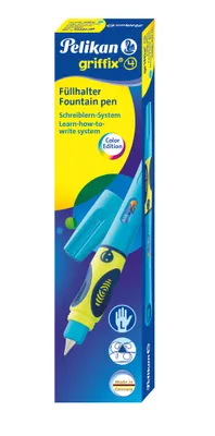 Produktbild von Pelikan griffix Füllhalter Neon Fresh Blue für Linkshänder in Faltschachtel