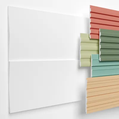 Produktbild von HEXIMO Lamellenwand (1.84 m²) aus XPS - Lamellen Wandpaneele Lamellenverkleidung Akustikpaneele weiß (4 Paneele, HLM-12-01 weiß) Paneele Wandleiste Platten Wand Deko