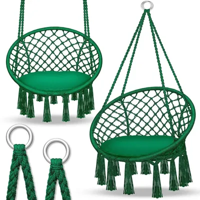 Immagine prodotto di Sedia a dondolo sospesa - Amaca da dondolo - 200 kg - Per interno ed esterno - Nero