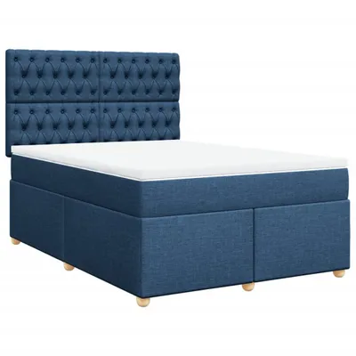 Produktbild von Boxspringbett mit Matratze Blau 140x190 cm Stoff