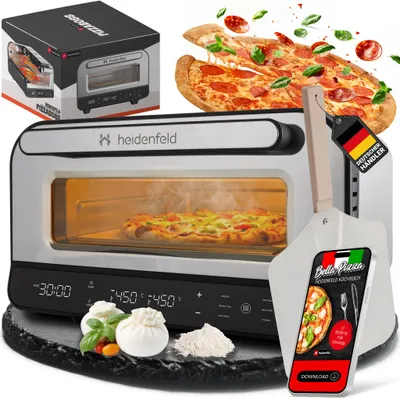 Produktbild von Heidenfeld Pizzaofen Pizzaboss | Elektrischer Pizza Ofen - Backofen - Pizzabackofen - Pizzamaker - inkl. Pizzastein & Pizzaschieber - Bis 450° C