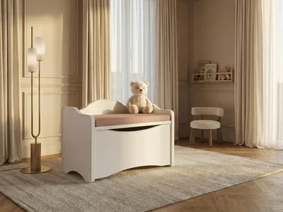 Obrázok produktu pre Happy Babies box na hračky na sedenie Lavička s úložným priestorom Úložný priestor so sedadlom pre deti Detský nábytok Biela