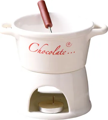 Produktbild von Schokoladenfondue-Becher-Set, Keramik-Schokoladenschmelzbecher mit Gabel, Teelichtkerze, Fonduetopf für Schokolade, Käse, Butter