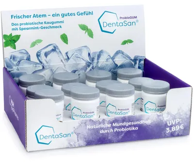 Produktbild von DentaSan ProbioGUM Spearmint probiotischer Kaugummi für die Mundflora, 30 St. Kaugummi