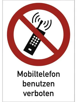 Produktbild von Dreifke® Aufkleber Eingeschaltete Mobiltelefone verboten ISO 7010, Kombischil...