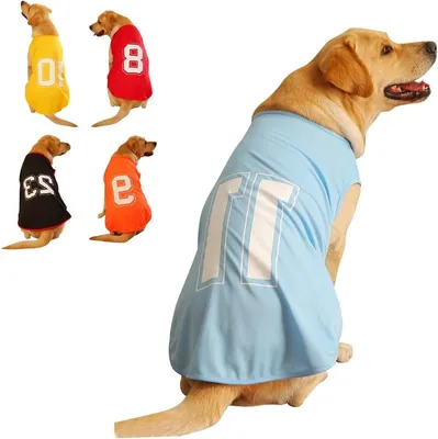 Produktbild von Atmungsaktives Hundeshirt mit Nummernaufdruck – Sommer-Basic-Weste für große und mittelgroße Hunde – XXL – Blau