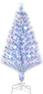 Produktbild von HOMCOM künstlicher Weihnachtsbaum Tannenbaum mit LED-Leuchten Weiß+Blau