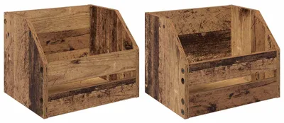 Productafbeelding van Vinylplatenbox voor 2 stuks. Gemaakt van gerecycled hout, afmetingen 38 x 30 x 29 cm. Materiaal: houtvezelplaat