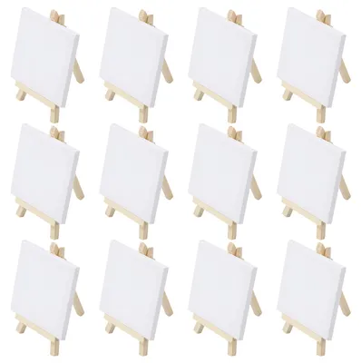 Produktbild von Miniatur-Staffelei Mini-Staffelei - Holz - 10 x 10 cm - 12 Stück - Mini-Leinwand