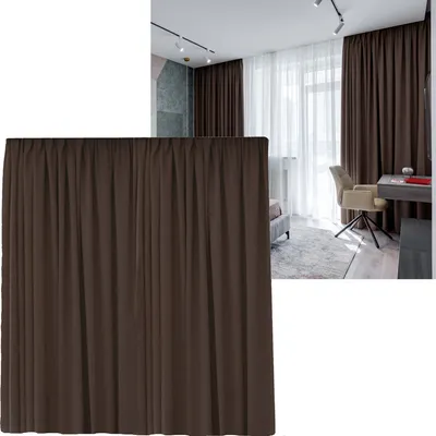 Produktbild von Kräuselband Blickdicht 300 (B) x 245cm (L) extra Breit Überbreite Abdunkelnd Vorhang Gardine Schal mit Universalband Dunkelbraun