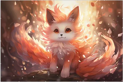 Produktbild von Wallario Wandbild Leuchtender Feuerfuchs, Größe: 61 x 91,5 cm, Poster mit rahmenlosen Bildhalter