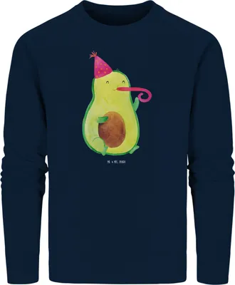 Produktbild von Mr. & Mrs. Panda Organic Pullover Avocado Feier Größe XS - French Navy - Geschenk, Geburtstag, Party, Pulli, Fete, Baumwoll Sweatshirt, Bio, Gute Laune, Sweater