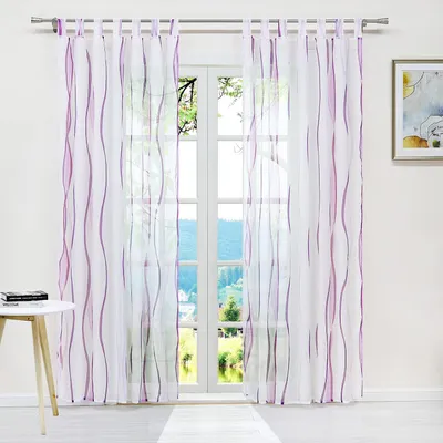 Voile-Gardine mit Wellenmuster, 140x225 cm, 1 Stück, Violett