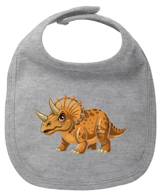 Produktbild von Huuraa Baby Lätzchen Triceratops Dinosaurier Heather Grey Klettverschluss  Baumwolle Latz Geschenkidee