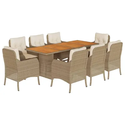 Productafbeelding van vidaXL 9-delige tuinset met kussens, beige, van polyrotan