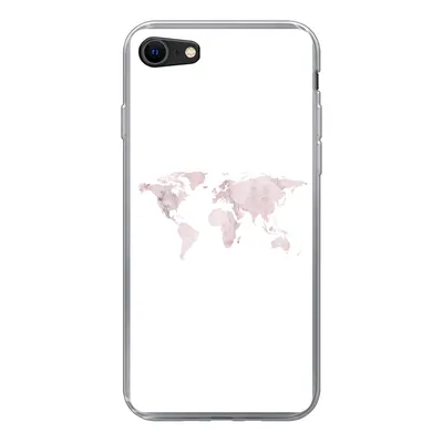 Produktbild von MuchoWow® Handyhülle Schutzhülle Hülle für iPhone SE 2022 Weltkarte - Marmor - Rosa Silikon Softcase Handy Hülle - Schutzhülle