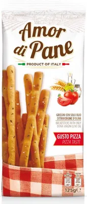 Productafbeelding van Hosta Grissini Pizza, Hartige snacks, Overig, Tarwemeel, Tomaat, 125 g, 1735 kJ, 411 kcal