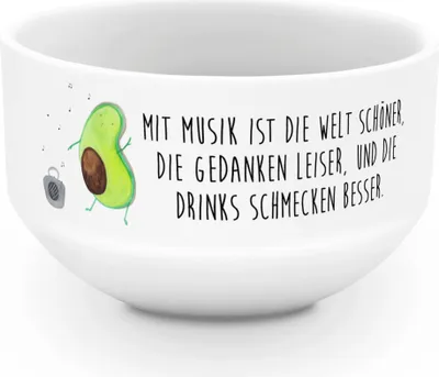 Produktbild von Mr. & Mrs. Panda Schüssel Avocado Tanzen - Weiß - Geschenk, Obstschale, Musik, Müsli, Urlaub, Singen, Party, Müslischale, joghurtbowl, schale, Gesund, porzellanschale