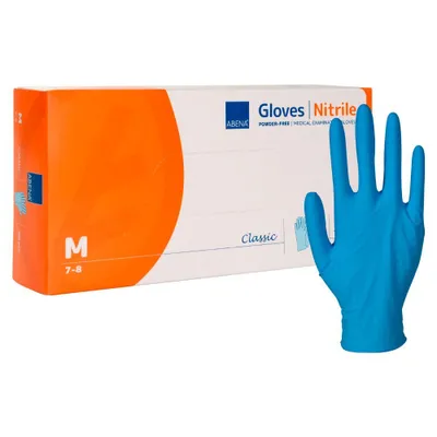 Produktbild von ABENA Nitril Classic Handschuhe blau, Puderfrei, Medium, 200 Stk