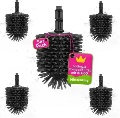 Produktbild von Silikon WC-Bürstenkopf, 69 mm, Set aus 5 Stücken, schwarz, WC-Bürstenkopf-Ersatz