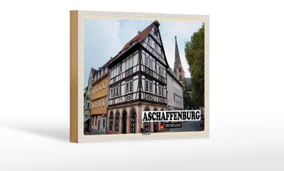 Produktbild von Holzschild Städte Aschaffenburg Stiftbasilika Altstadt 18x12 cm