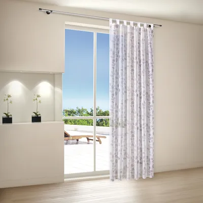 Produktbild von Schlaufenvorhang "Somalia" transparent weiß- lila  140cm x 245cm