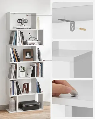Produktbild von Bücherregal - Freistehendes Regal mit 6 Ebenen - Büroregal - Dekoratives Regal - Montage erforderlich - Weiß