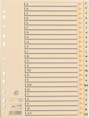 Produktbild von bene Ordnerregister DIN A4 Vollformat A-Z chamois 24-teilig, 1 Satz