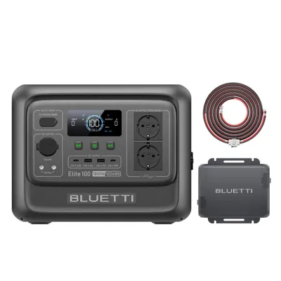 Obrázek produktu pro BLUETTI Elite 100 V2 + nabíječka 1 Přenosná elektrocentrála, 1024Wh záložní baterie s 2 1800W AC výstupy, solární generátor pro kempování, výpadky proudu