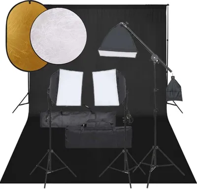Produktbild von "WINTER SALE"Fotostudio-Set - elegantes Design - mit Beleuchtung, Hintergrund und Reflektor Promotion252505 - Lampenstative