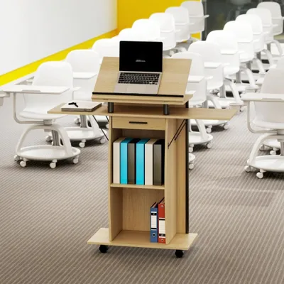 Obrázok produktu pre Prezentačný vozík - Mobilné prezentačné pódium - Stolík na notebook - Pódium s úložným priestorom - Pohyblivý vozík