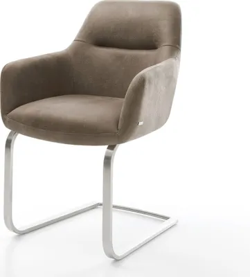 Produktbild von DELIFE Freischwinger Pejo-Flex Mikrofaser Taupe Vintage Freischwinger flach Edelstahl Taschenfederkern