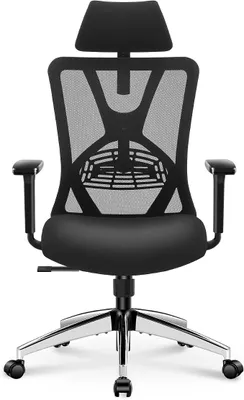Imagen del producto de Silla de oficina ergonómica, silla de escritorio con respaldo alto, silla ergonómica con soporte lumbar ajustable, reposacabezas y reposabrazos 3D, y función de inclinación de 130 grados. Silla para ordenador
