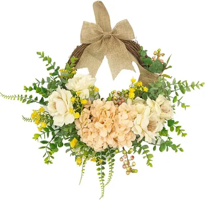 Produktbild von Hortensien- und Eukalyptuskranz – Frühling/Sommer, Hochzeit, Türdekoration