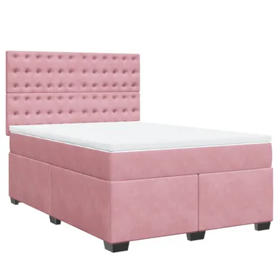 Produktbild von Boxspringbett mit Matratze Rosa 140x200 cm Samt