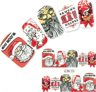 Produktbild von Tattoo Nail Art Nikolaus Weihnachten Santa Aufkleber Nagel Sticker