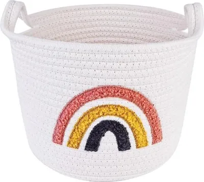 Produktbild von Aufbewahrungskorb aus Baumwollseil, geflochtener Regenbogenkorb, geflochtener Wäschekorb, geflochtener Handtuchkorb