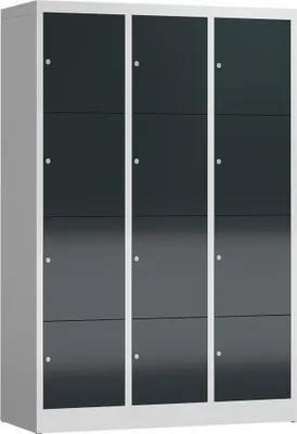 Produktbild von Fächerschrank Schließfachschrank12 Fächer 1800 x 1200 x 500 mm, lichtgrau/anthrazitgrau X-523438