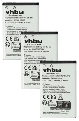 Produktbild von vhbw 3x Akku Ersatz für Toshiba 10000060 für Handy Smartphone Telefon (1200 mAh, 3,7 V, Li-Ion)