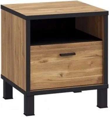 Produktbild von Nachttisch Hayato Hytk011 Nachtschrank 45X50X42 Cm Mit Schublade  Schwarz/Alpenfichte