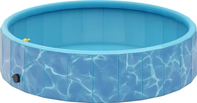 Produktbild von Hundepool Faltbar Planschbecken mit Brunnen- und Wasserpolsterdesign ?120 x 30 cm Blau
