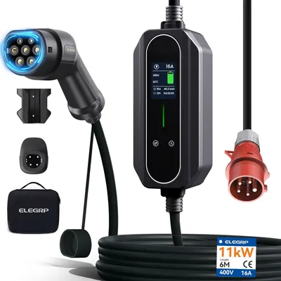 Obrázek produktu pro Mobilní nabíjecí stanice 11 kW - nabíjecí kabel typu 2 - třífázová - 6 metrů - stupeň krytí IP67