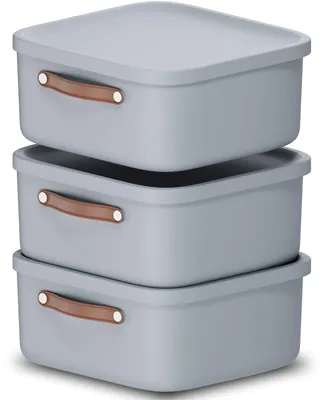 Produktbild von Rotho 3er-Set Aufbewahrungsbox 20 L Maloja - Kunststoffbox mit Deckel - Stapelbox 39,5 x 38,0 x 17,7 cm - Plastikbox Ordnungsbox Allzweckkiste